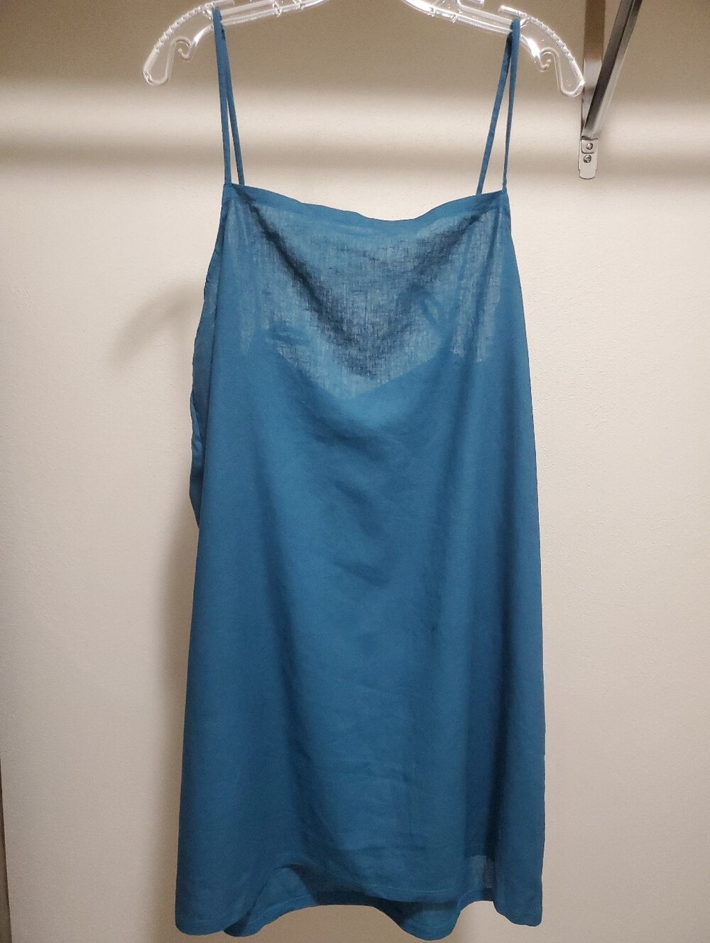 New Vitamin A Teal Spaghetti-Strap Swim Suit Cover Up Mini Dress Women's Size XL - Picture 3 of 7